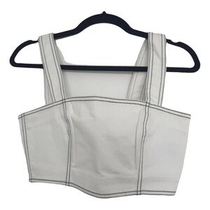 White Balmain Denim Crop Top – Size 36